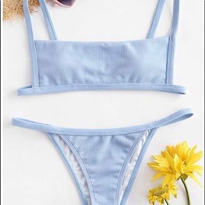 ZAFUL Ribbed Square Neck Padded Bikini